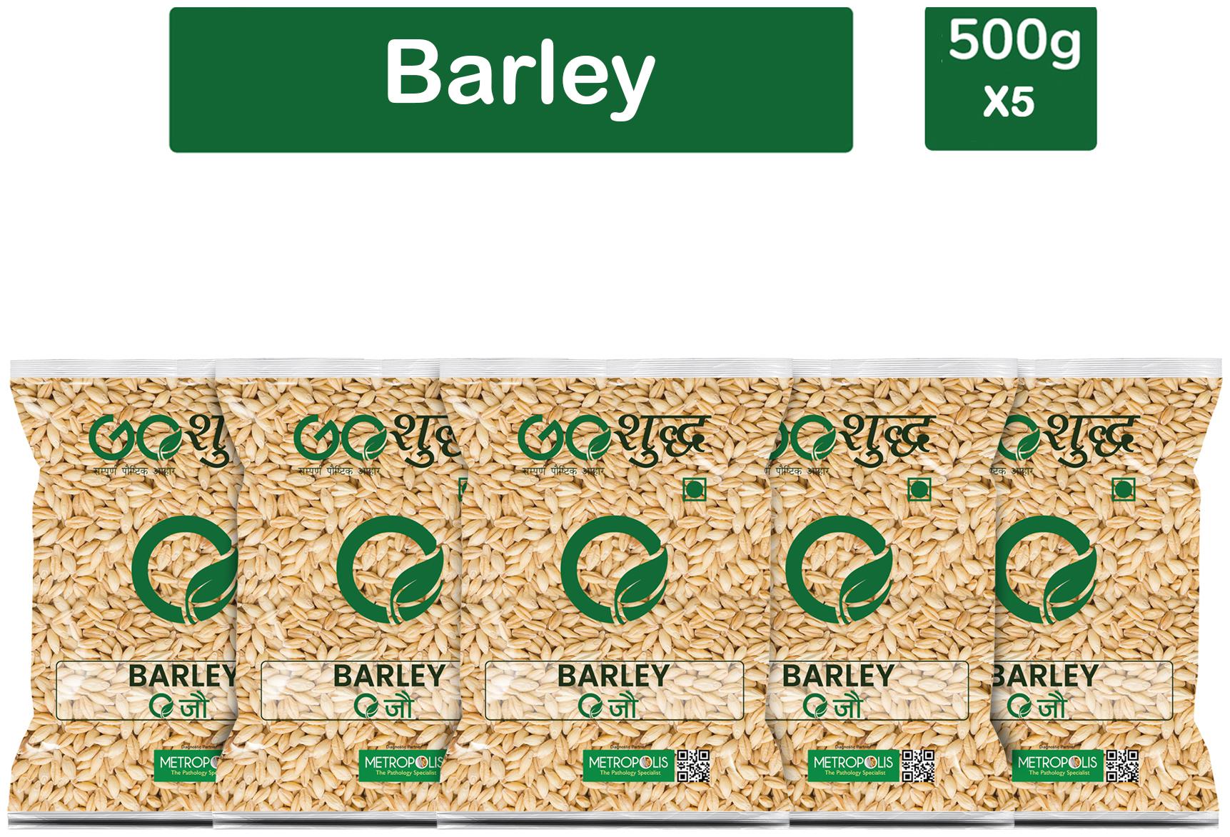 

Goshudh Premium Quality Jau Sabut Barley Whole Grain 500g (Pack Of 5)