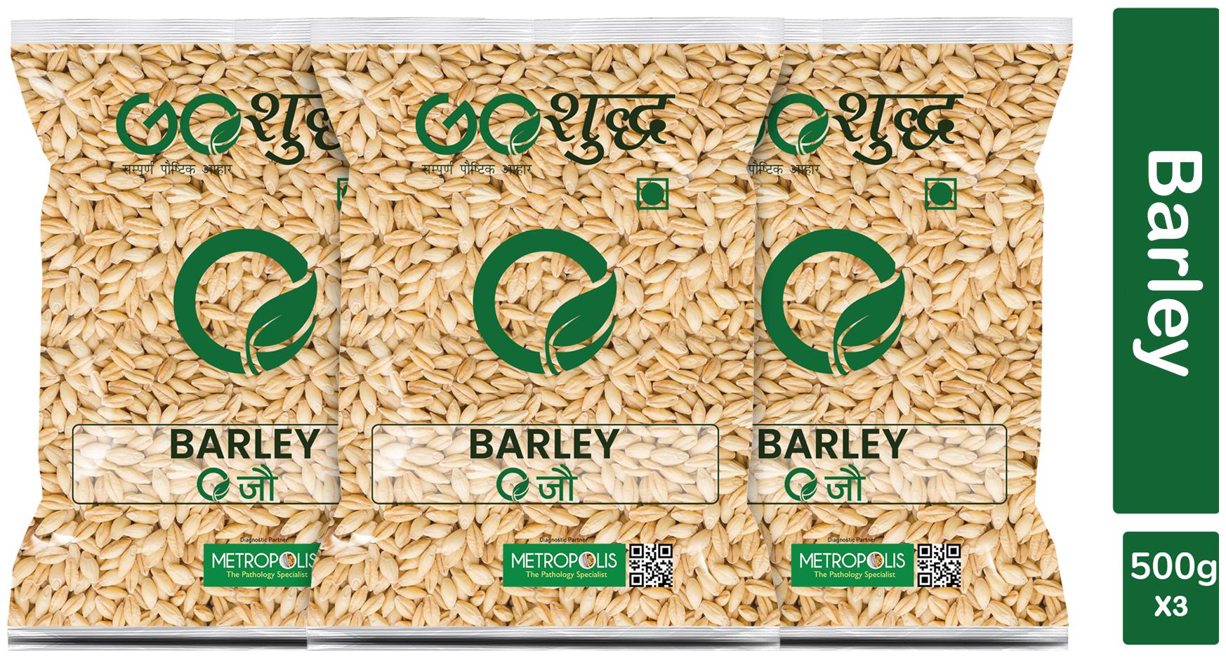 

Goshudh Premium Quality Jau Sabut Barley Whole Grain 500g (Pack Of 3)