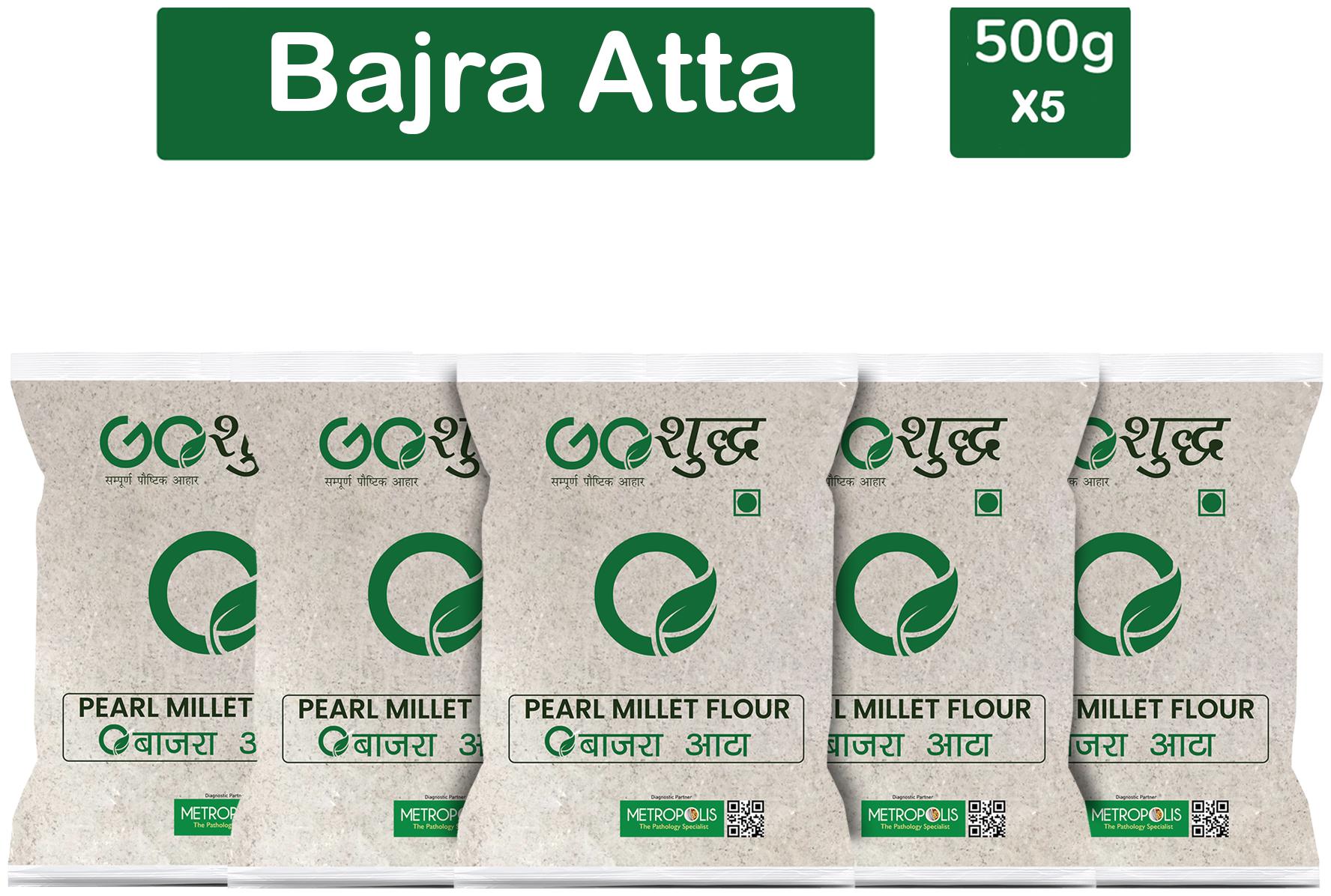 

Goshudh Premium Quality Bajra Atta Pearl Millet Flour 500g (Pack Of 5)