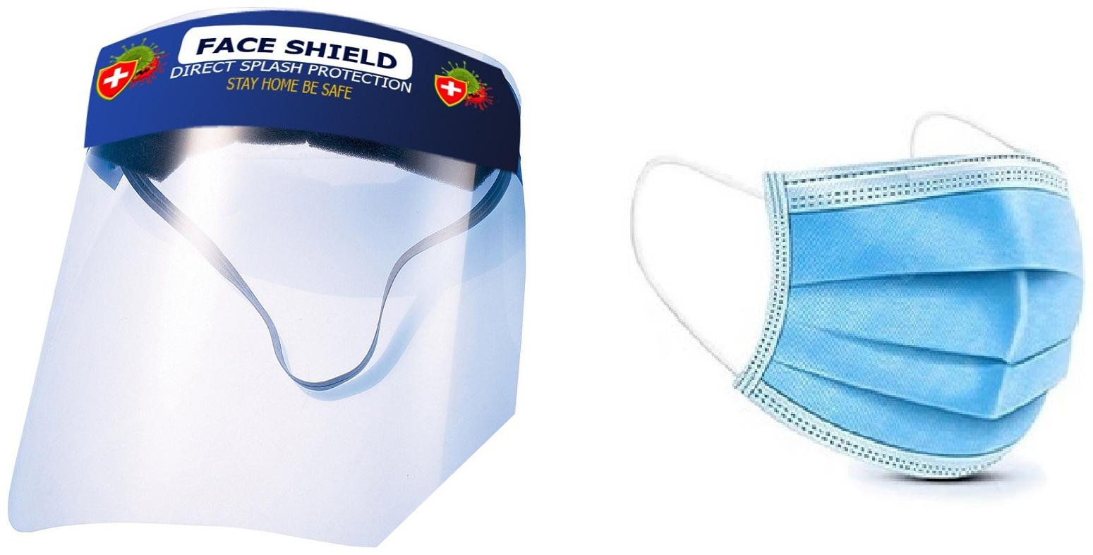 

Premsha 3 Ply Face Mask 3pcs With Face Shield 6pcs (Pack of 3)