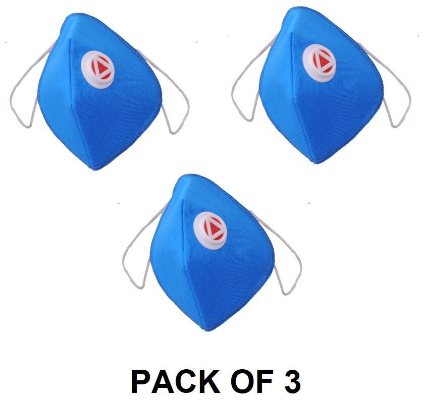 

Premsha 4 Layer Mask With Valve Filter Face Mask Blue (Pack Of 3)