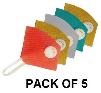 

Premsha 4 Layer Mask With Valve Filter Face Mask Multi Color (Pack Of 5)