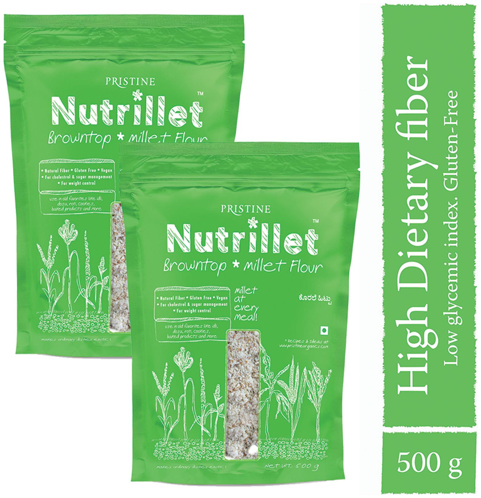 

Pristine Nutrillet Brown top Millet Flour 500g (Pack of 2)