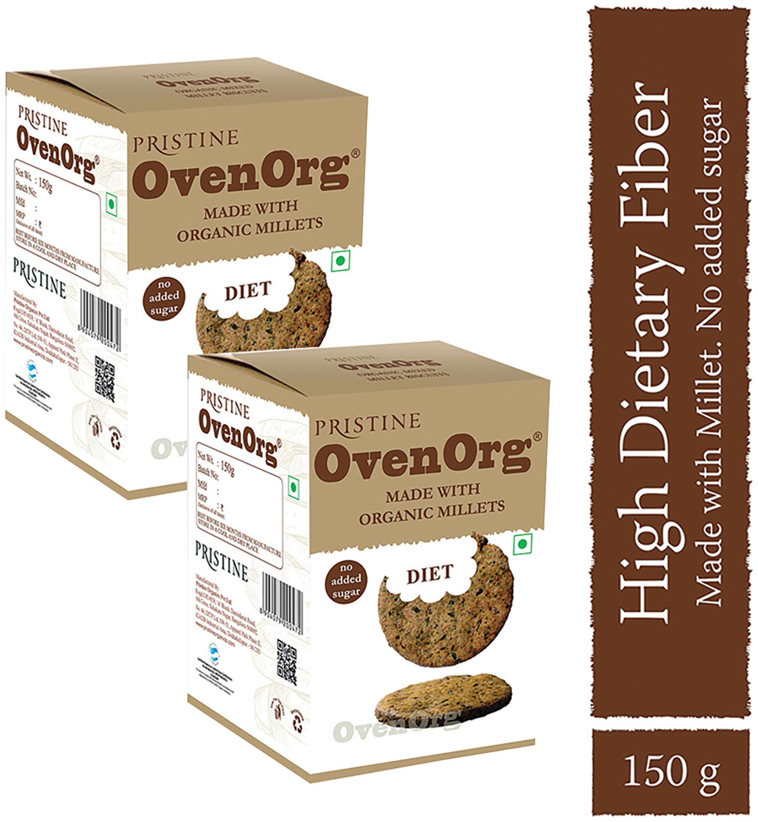 

Pristine OvenOrg Organic Mixed Millet Biscuits Diet 150g (Pack of 2)