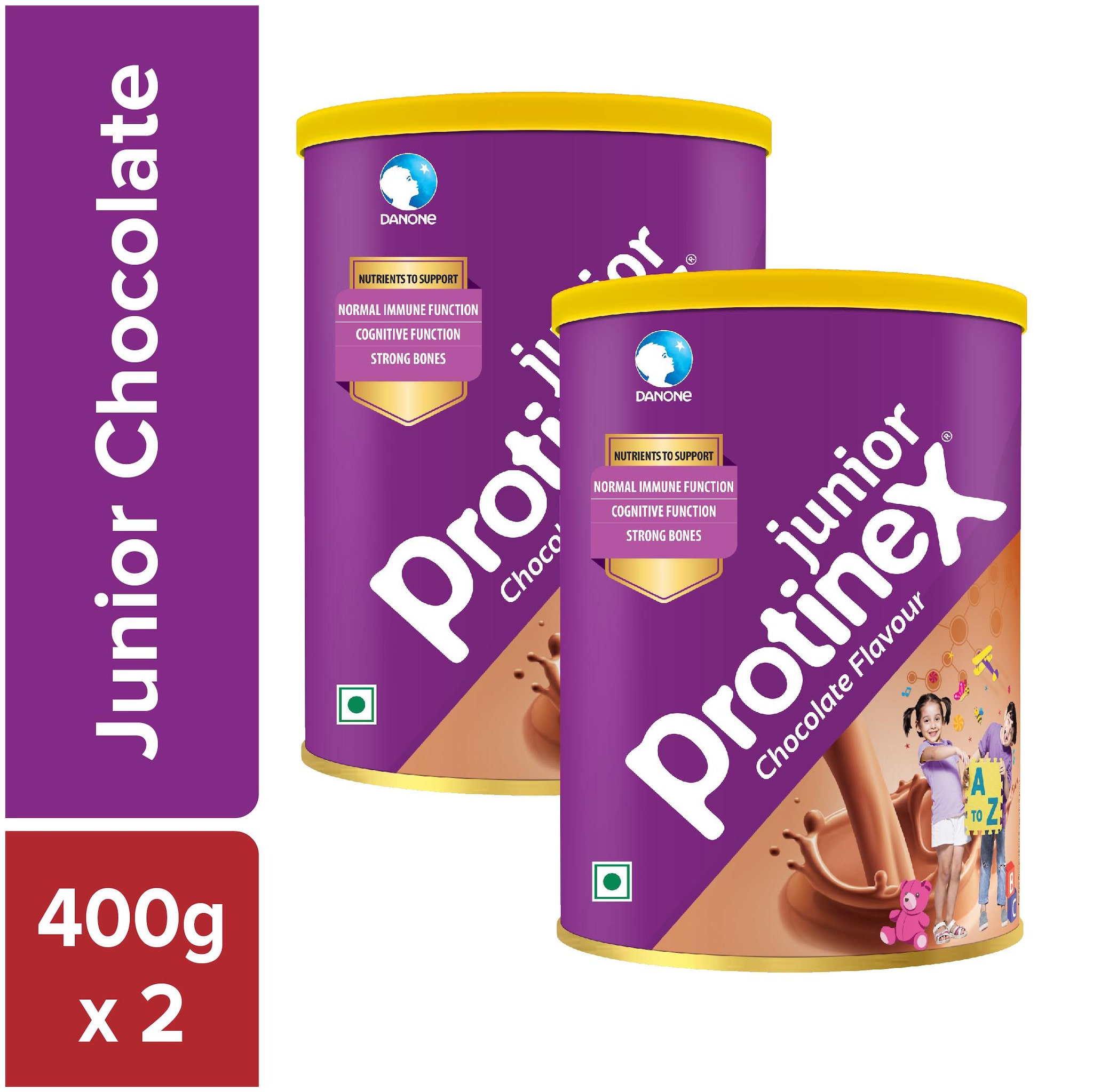 

Protinex Junior Chocolate Health Nutritional drink for Kids from 2 - 10 Yrs 400g Tin Combi Pack of 2 X 400g