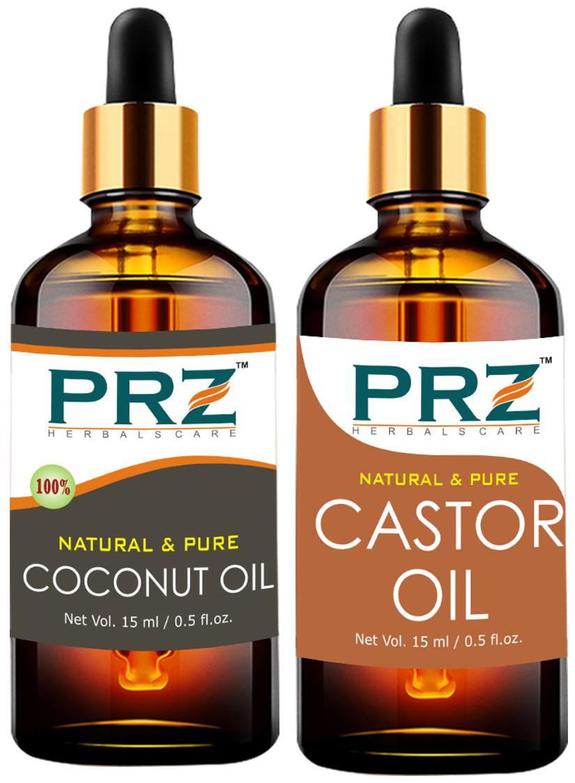

PRZ Extra Virgin Coconut Carrier Oil castor Oil For Hair Growth Face Skin Care (Each 15 ml ) Pack of 2