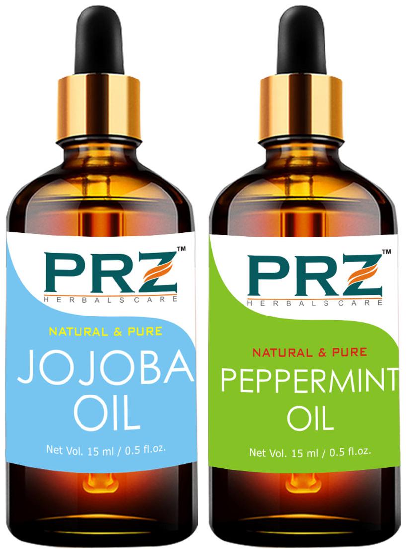 

PRZ Jojoba Oil Peppermint Oil for Hair Growth Skin Care (Each 15 ml ) Pack of 2