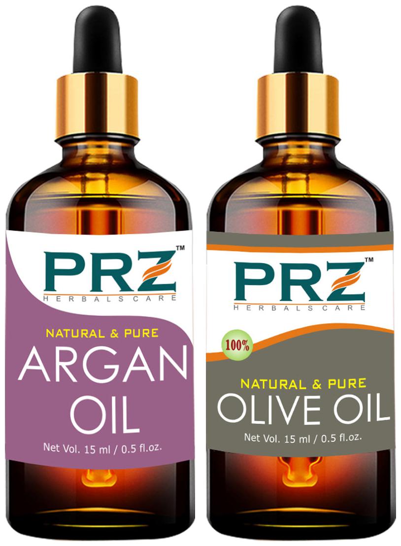 

PRZ Moroccan Argan Oil Extra Virgin Olive Oil For Hair Growth Skin Care (Each 15 ml ) Pack of 2