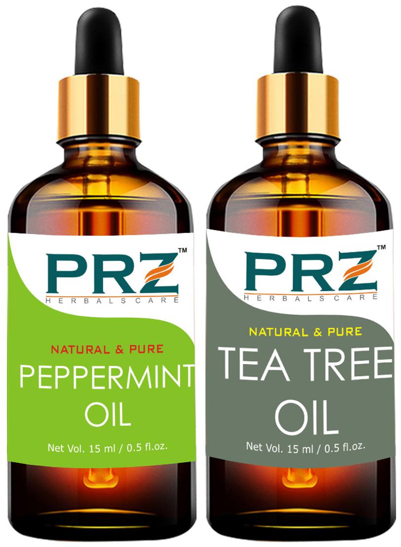 

PRZ Peppermint Oil Tea Tree Oil For Hair Growth Skin Care (Each 15 ml ) Pack of 2