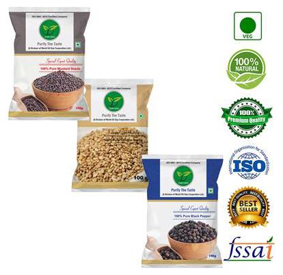 

Pure Agro Kitchen Masala Pack of 3 (Black Pepper Mustard Seeds Sesame seeds 100g each )