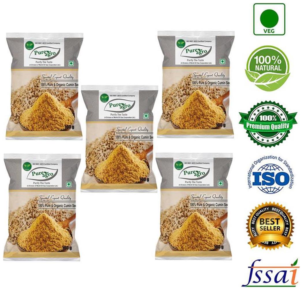 

Pure Agro Pure and Natural Cumin Seeds (Jeera) - 100 g Pack Of 5