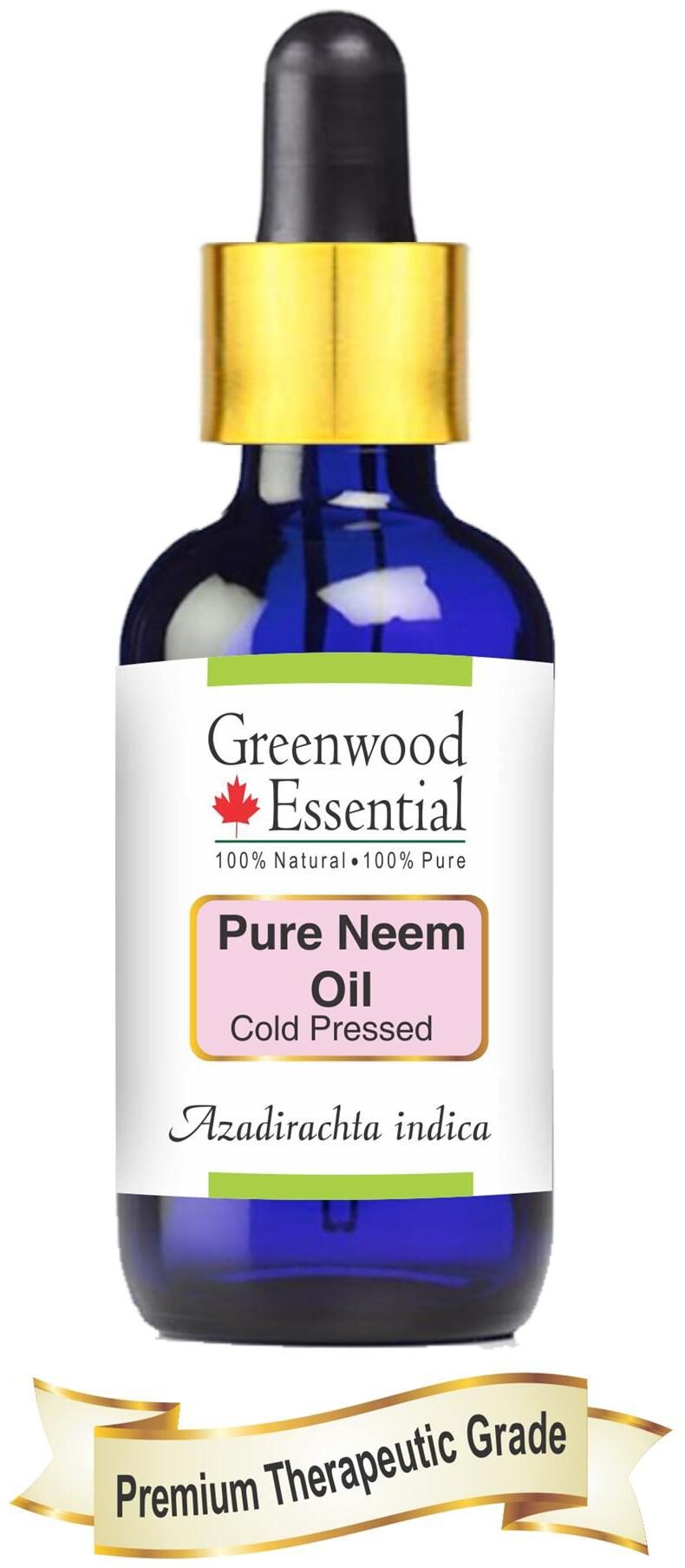 

Greenwood Essential Pure Neem Oil (Azadirachta indica) with Glass Dropper 100 Natural Therapeutic Grade Cold Pressed 50ml