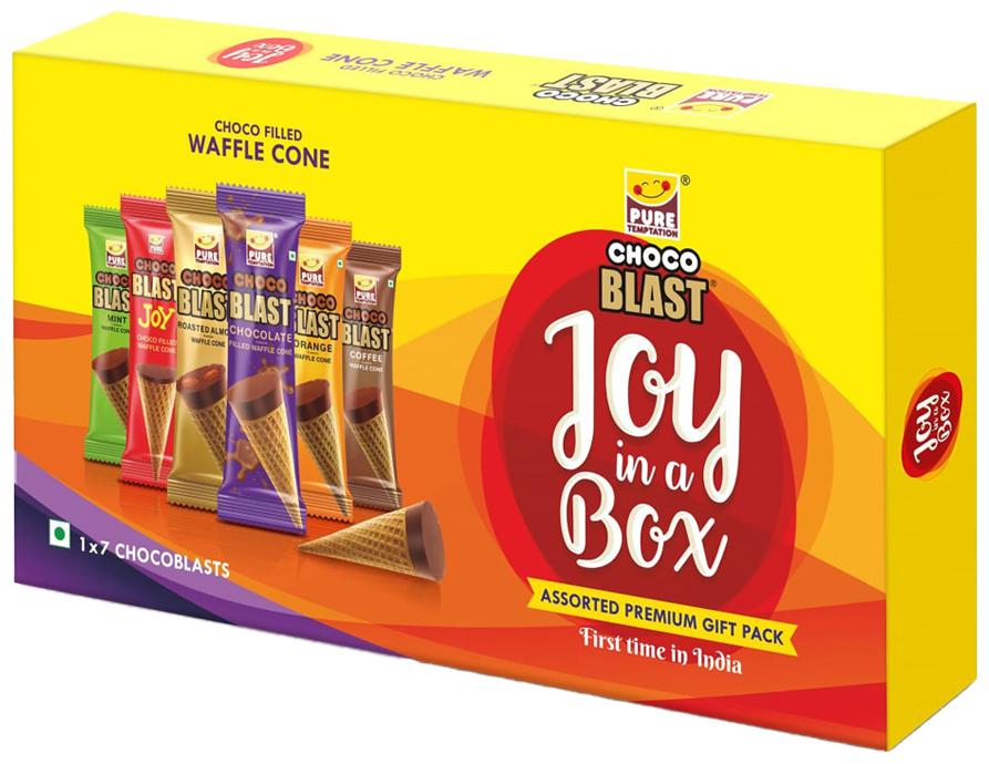 

Pure Temptation ChocoBlast Joy in a Box Assorted Premium Delicious Flavoured Chocolate Fills Waffle Cones Gift Pack Box -102g( Pack of 3 )
