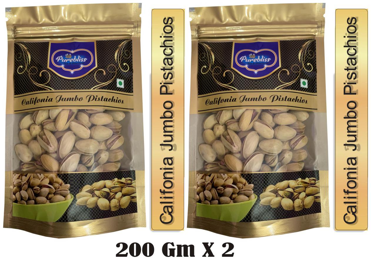 

Purebliss Califonia Jumbo Pistachios 200 g Each ( Pack of 2 )