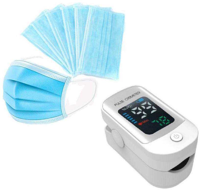 

PureCaution Fingertip Pulse Oximeter LED Display Digital ( Premium white ) Free 3-Ply Mask (10 pcs)