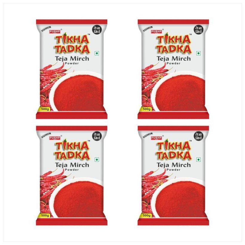 

Pushp Brand Chilli Powder Tikha Tadka (Pack of 4 - 500geach)