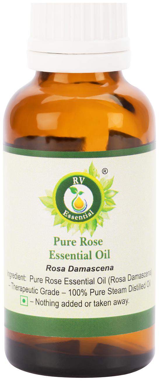 

R V Essential Pure Rose Essential Oil 5ml- Rosa Damascena (100 Pure and Natural Steam Distilled)