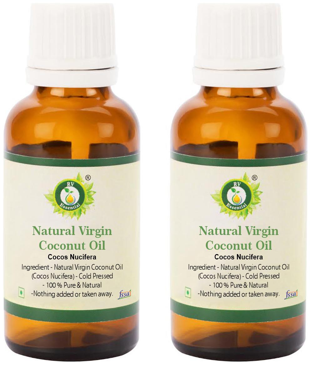

R V Essential Natural Virgin Coconut Oil Cocos Nucifera (100 Pure and Natural Cold Pressed) 100ml (Pack of 2)