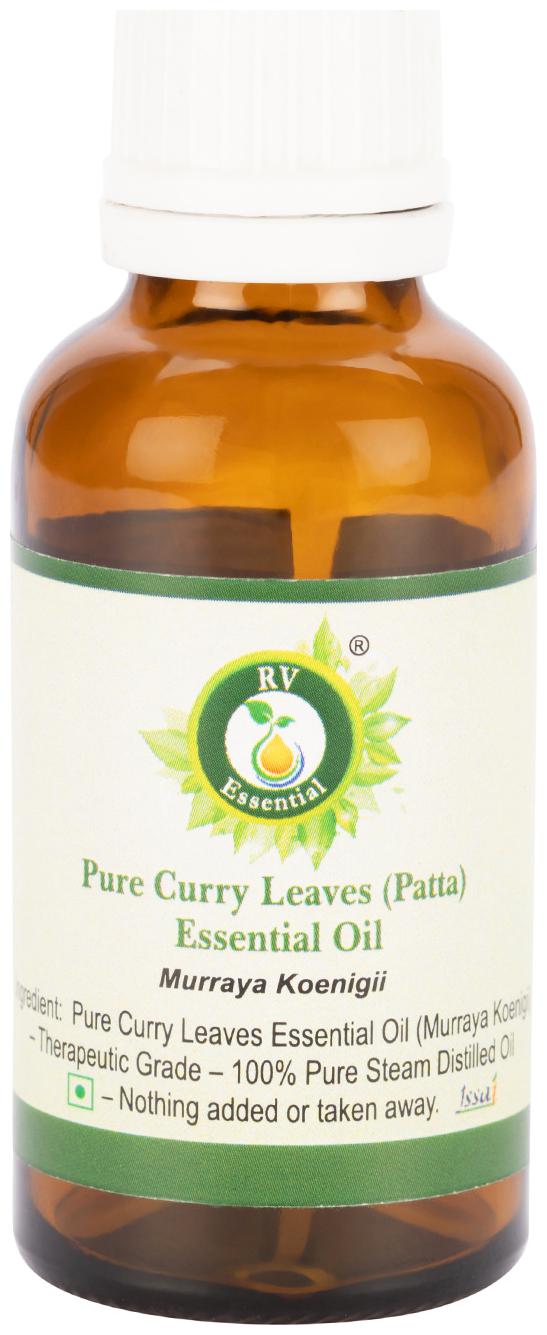 

R V Essential Pure Curry Leaves (Patta) Essential Oil 10ml- Murraya Koenigii (100 Pure and Natural Steam Distilled)