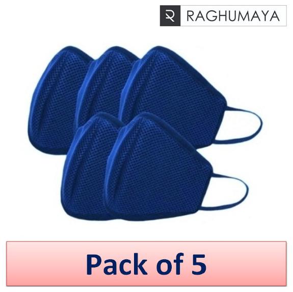 

Raghumaya Anti Pollution Activate 6 Ply Mask Reusable Outdoor - Blue (Pack of 5)
