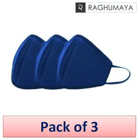 

Raghumaya Anti Pollution Activate 6 Ply Mask Reusable Outdoor - Blue (Pack of 3)