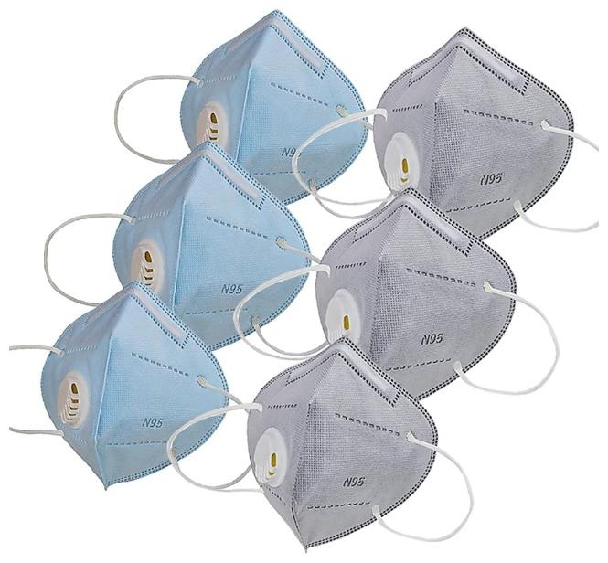 

Raghumaya Anti Pollution Activate N95 Mask With Respirator -Blue-Grey (Pack of 6)