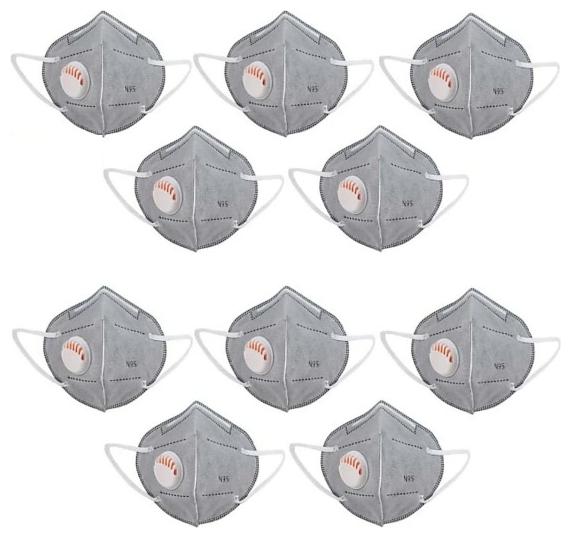 

Raghumaya Outdoor Anti Pollution Activate With Filter N95 Mask-Grey (Pack of 10)