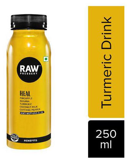 

Raw Pressery 100 Natural Cold Pressed Juice With Turmeric - Heal 250 ml