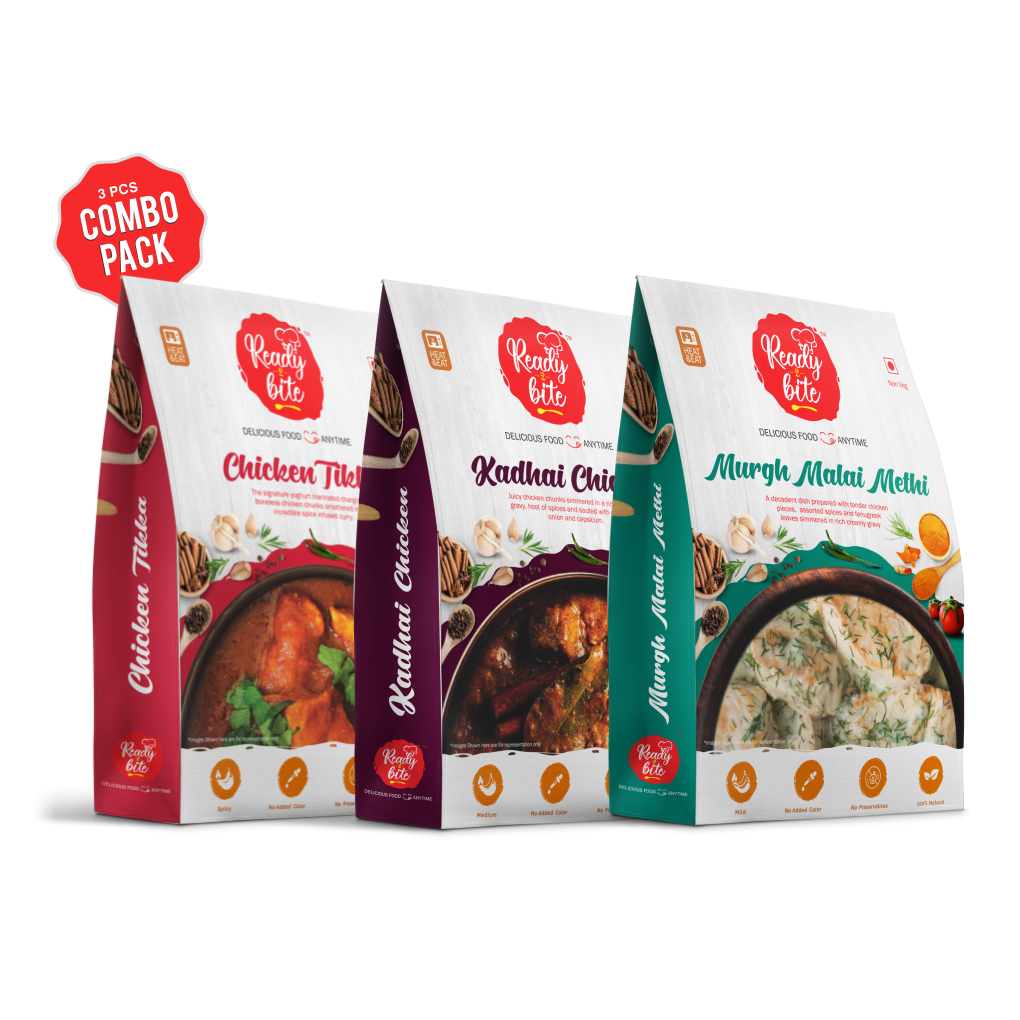 

Ready 2 Bite Ready to Eat Murg Malai Methi 300 g Kadhai Chicken 300 g and Chicken Tikka 300 g Combo ( Pack of 3 )