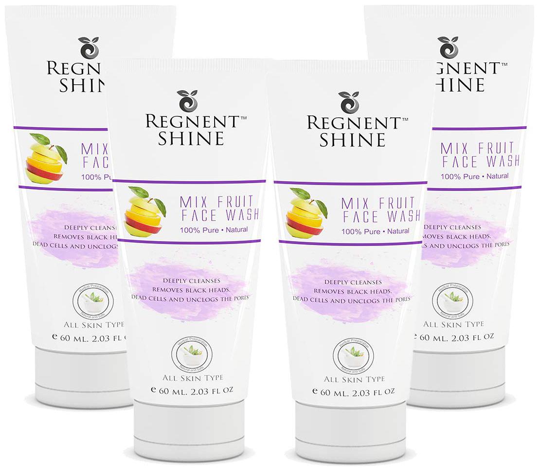 

Regnent Shine Mixed Fruit Face Wash For Men and Women -60ml (Pack of 4)