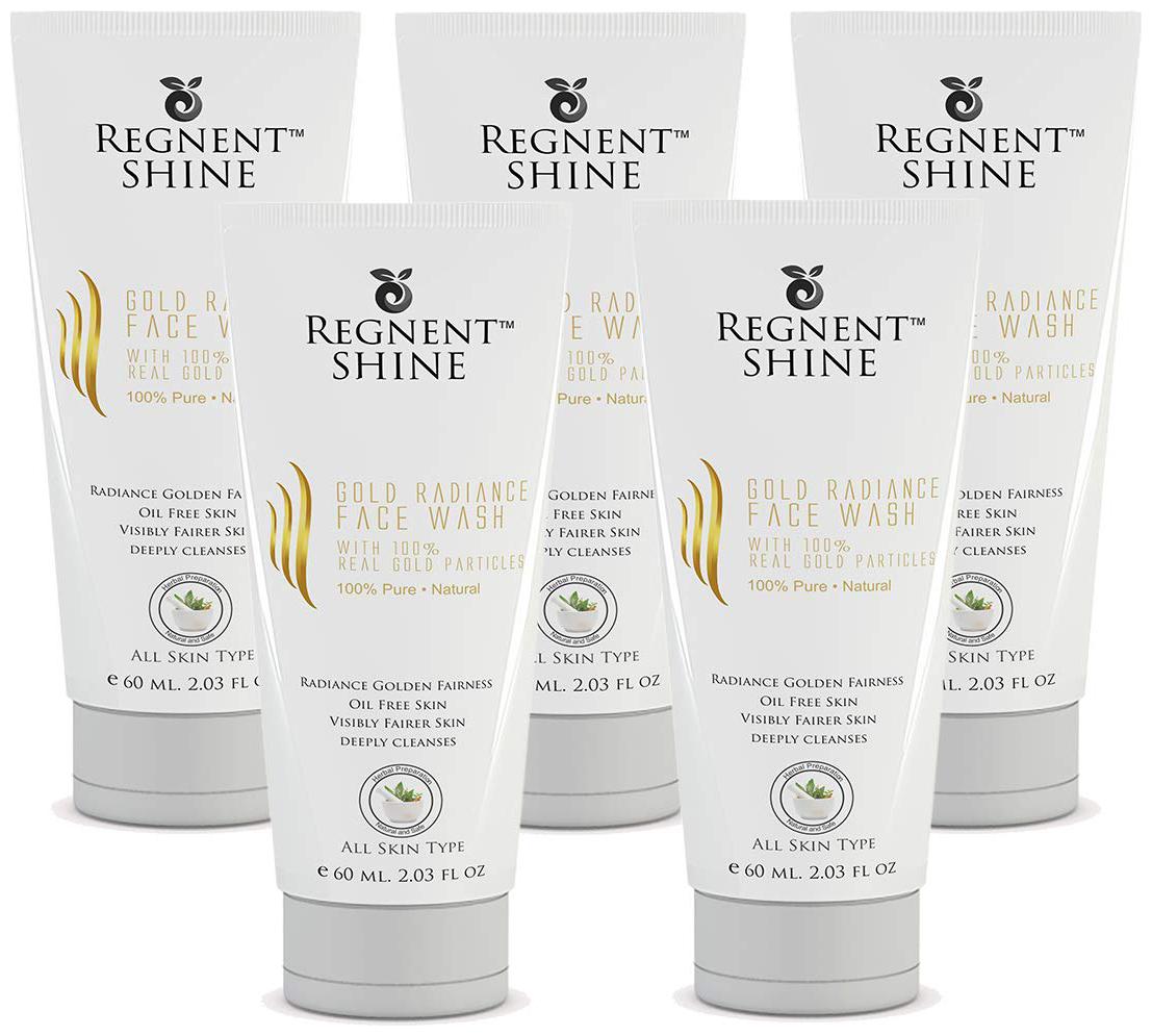 

Regnent Shine Ultra Radiance 24 Carat Gold Face Wash - No Parabens Sulphate Silicones Color 60ml (Pack of 5)