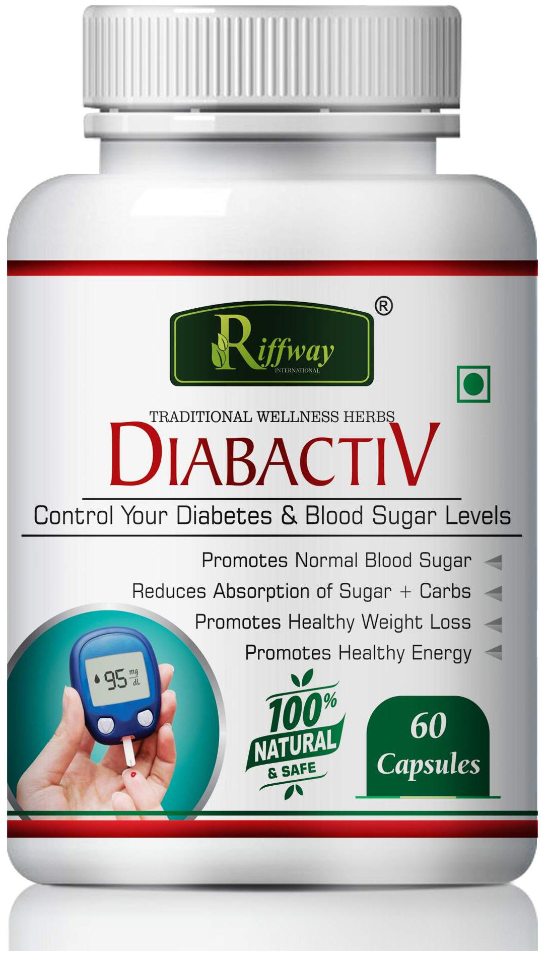

Riffway Diabactive Herbal Capsules For Control your diabetes blood sugar levels 100 Ayurvedic-60 Capsules(Pack of 1)