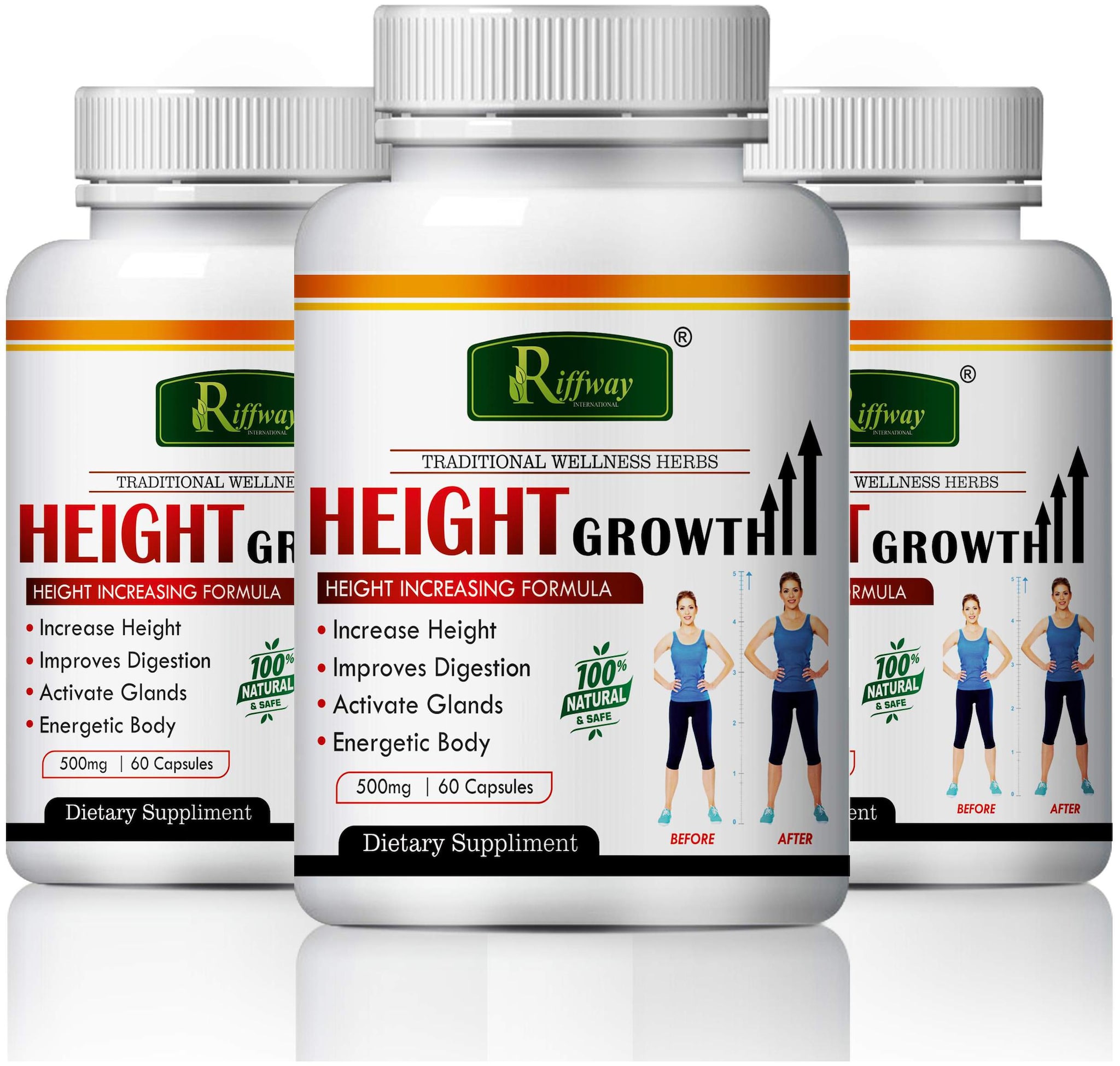 

Riffway Height Growth For Increases Height Bone Mass 100 Ayurvedic (180 Capsules)