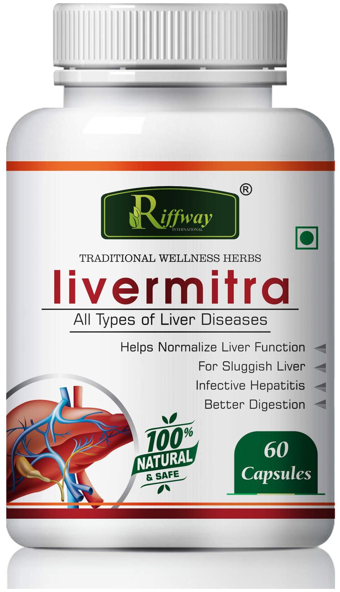 

Riffway Livermitra For All Type Of Liver Diseases 100 Ayurvedic (60 Capsules)