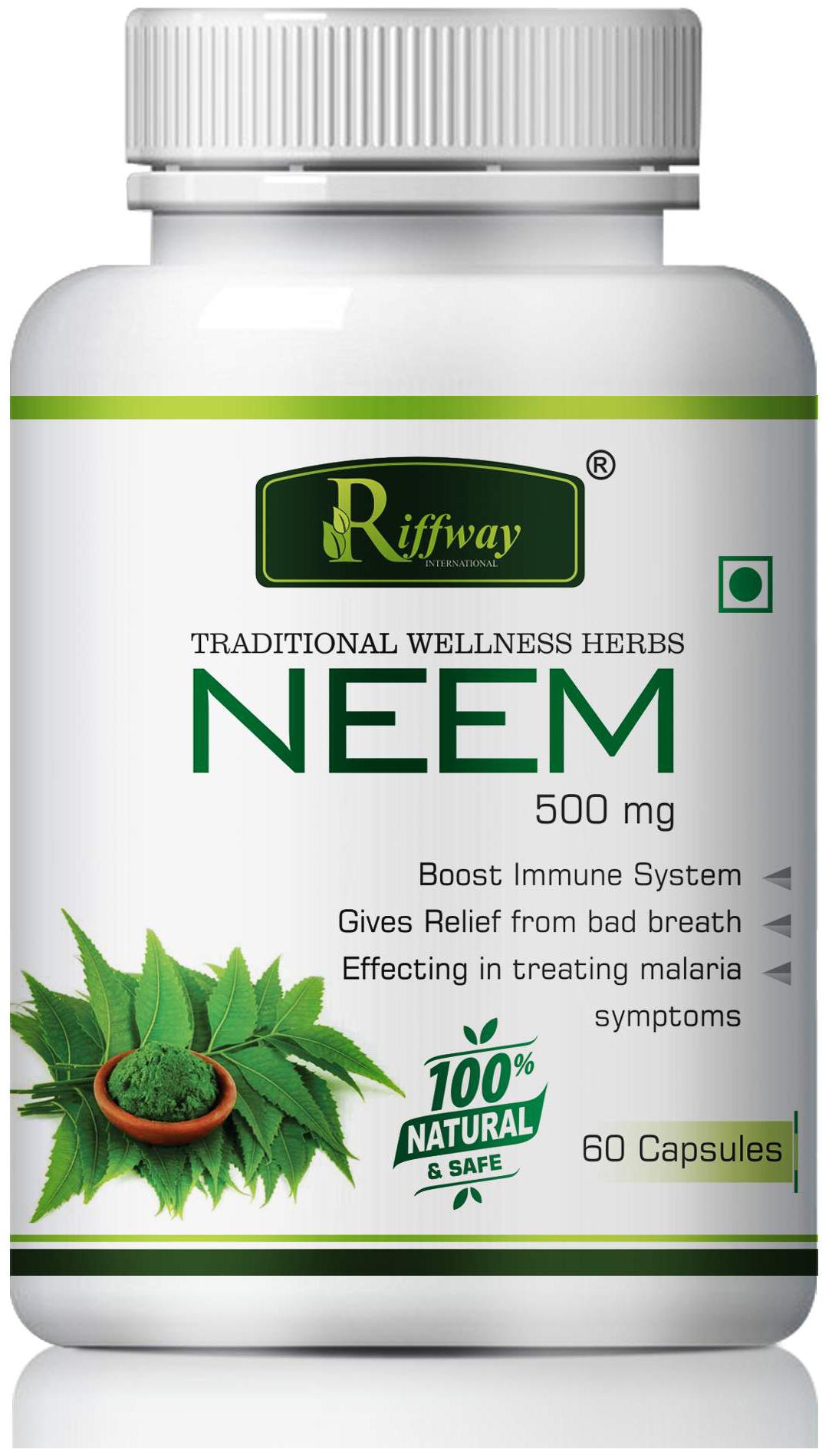 

Riffway Neem Herbal Capsules For Blood Purifier Treats acne other Skin Diseases 100 Ayurvedic-60 Capsules(Pack of 1)
