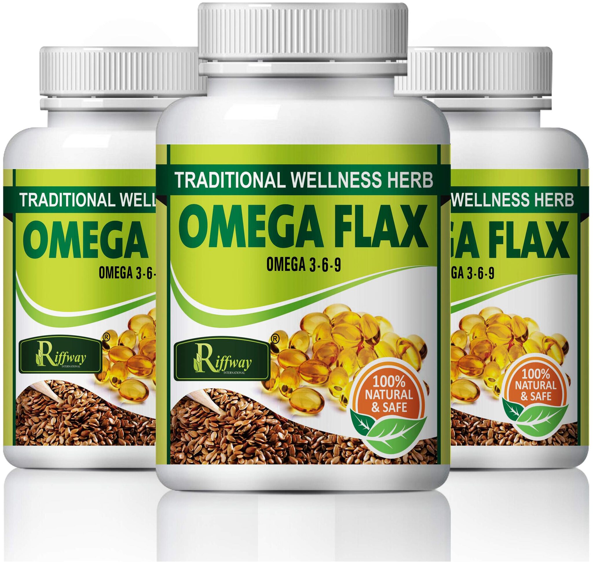 

Riffway Omega Flax Herbal Capsules For Maintenance of Essential Fatty Acids Heart Health 100 Ayurvedic-60 Capsules Each(Pack of 3)