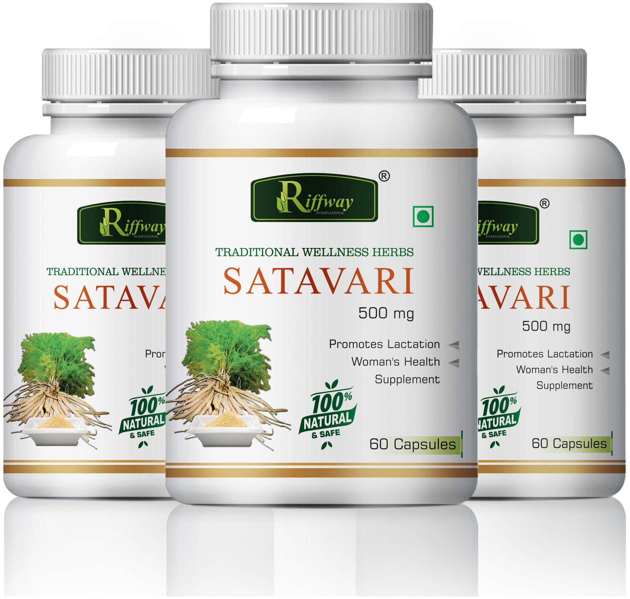

Riffway Shatavari Herbal Capsules For Woman s health Supplement 100 Ayurvedic-60 Capsules Each(Pack of 3)