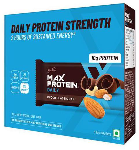 

RiteBite Max Protein Daily Choco Classic Bars 300 g each Pack of 6 (50 g each)