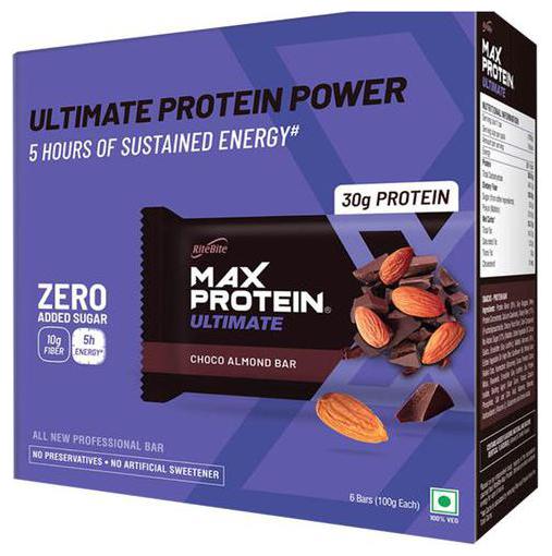 

RiteBite Max Protein Ultimate Choco Almond Bars 100 g (Pack of 6)