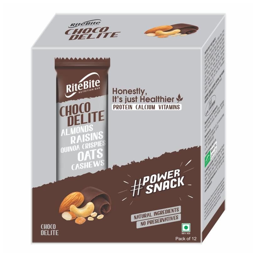 

RiteBite Choco Delite Energy and Nutrition Bars 480g - Pack of 12