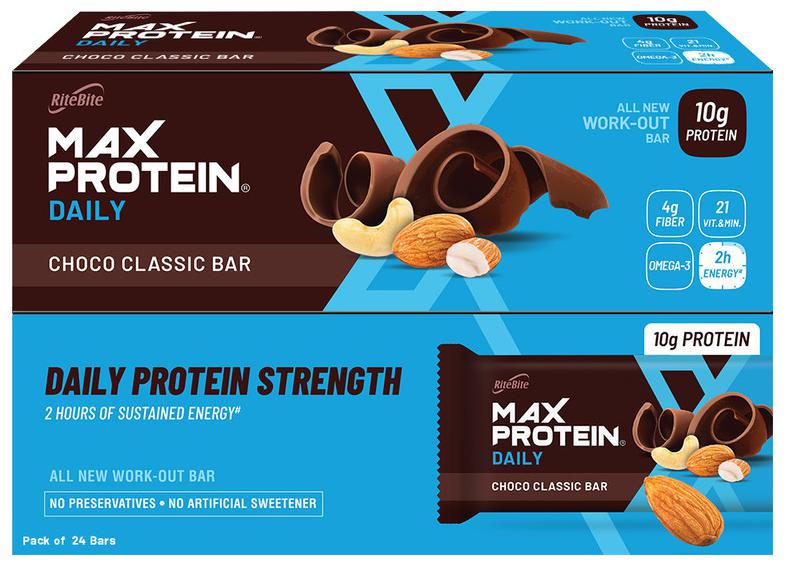 

Ritebite Max Protein Daily Choco Classic Bars Pack of 1 (50g x 24 Bars)