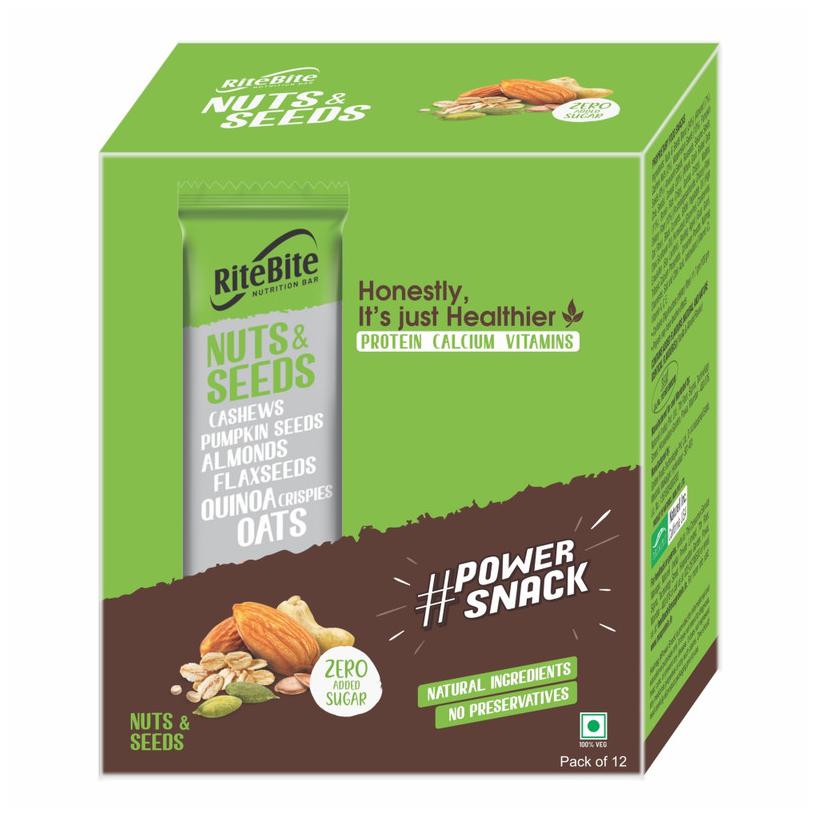 

RiteBite Nuts Seeds Energy and Nutrition Bars 420g - Pack of 12