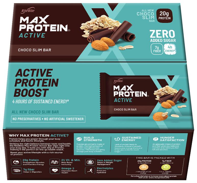 

Ritebite Max Protein Active Choco Slim Bars (67g X 12 Bar) (Pack Of 1)