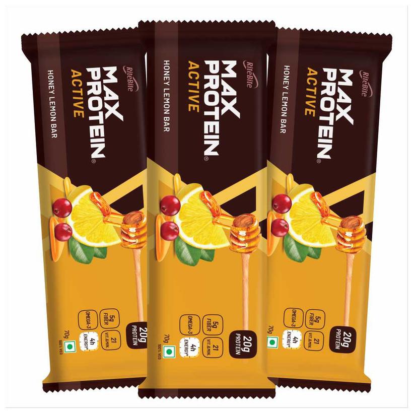 

RiteBite Max Protein Active Honey Lemon Bar 70g - Pack of 3