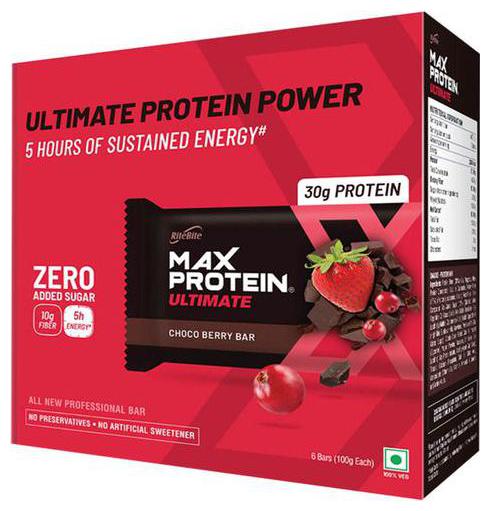 

RiteBite Max Protein Ultimate Choco Berry Bars 100 g (Pack of 6)