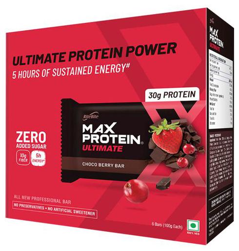 

RiteBite Max Protein Ultimate Choco Berry Bars 100 g (Pack of 6)