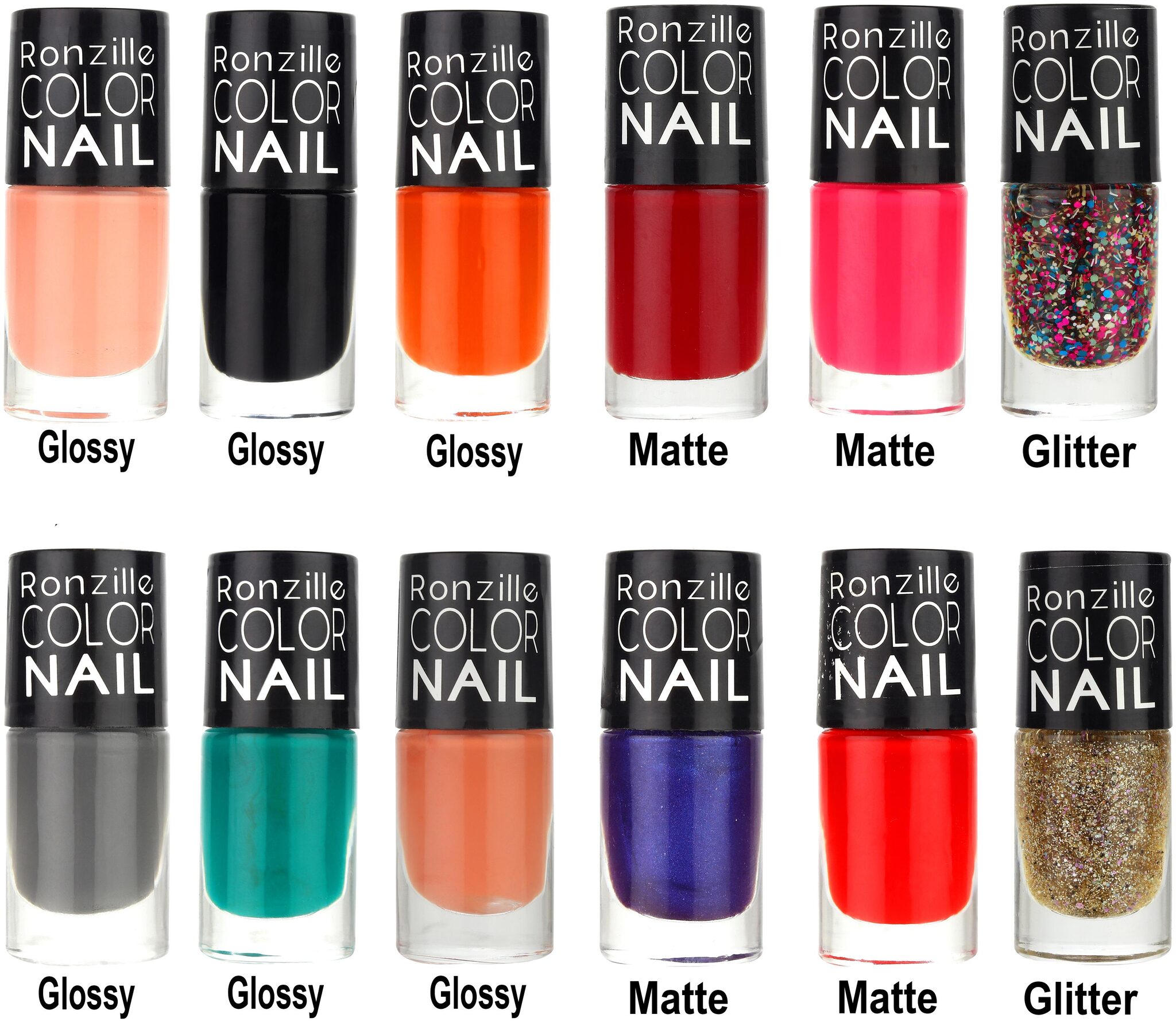 

Ronzille Color Nail Quick Dry One Stroke Premium Nail Paint 6 ml (Combo C ) (Pack of 12)