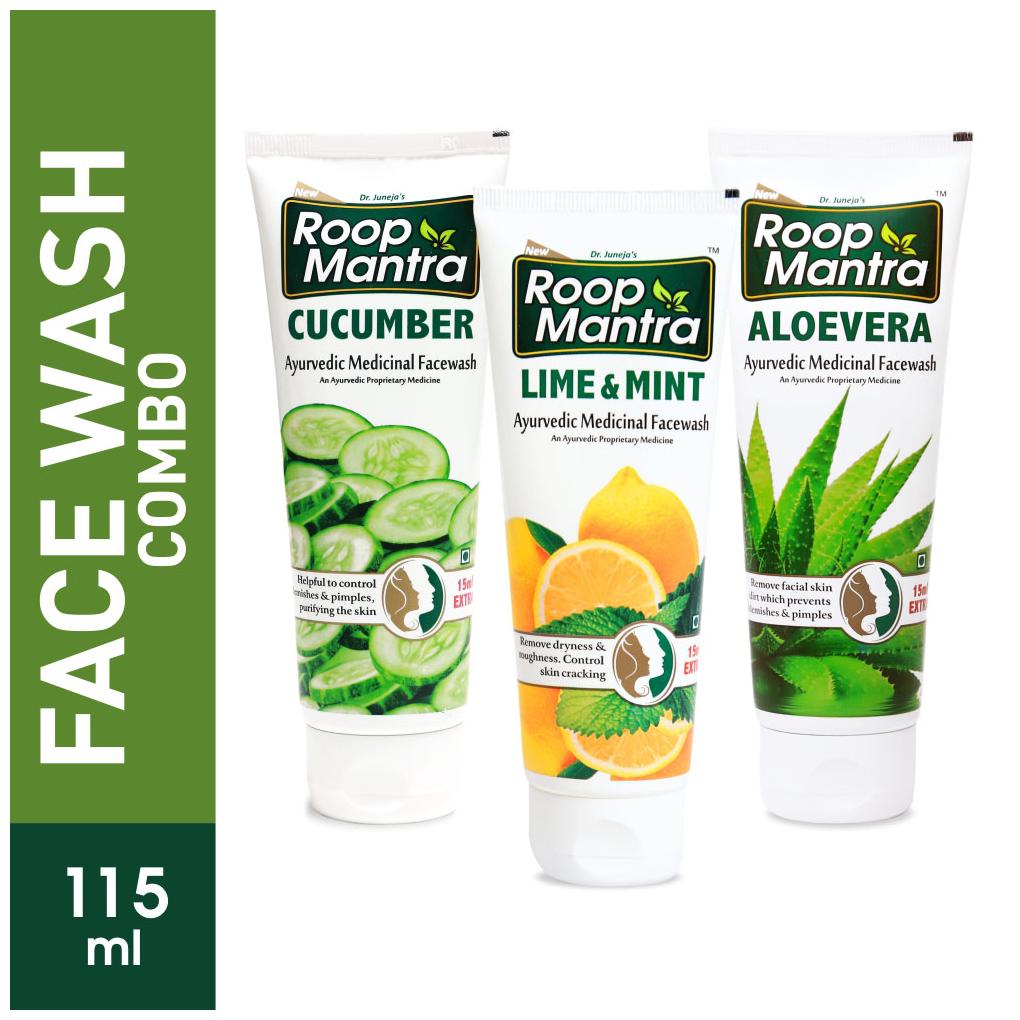 Buy Roop Mantra Face Wash Combo (Cucumber + Lime & Mint + Aloevera