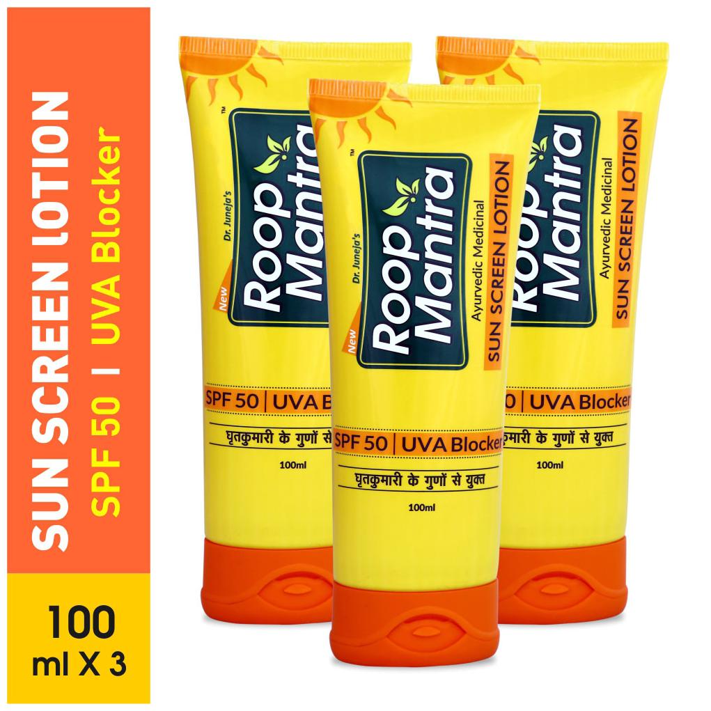 

Roop Mantra Sun Screen Lotion 100ml Pack of 3 (SPF 50 UVA Blocker)