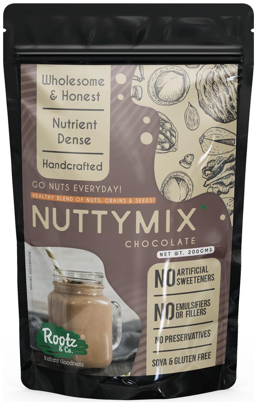 

Rootz Co Choco Nutty Mix - Nut Powder with Cereals Chia for Health Drink Smoothies Nutritious Dessert - 200g (Pack Of 1)